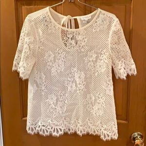 White Eyelet Short Sleeved Blouse
